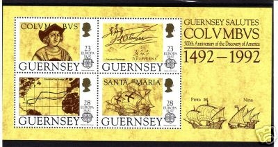 GUERNSEY BLOCK 8 POSTFRISCH(MINT) EUROPA 1992 COLUMBUS SCHIFF LANDKARTE