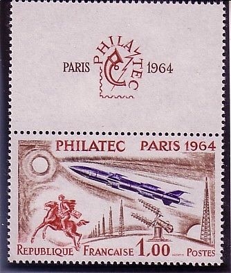 FRANKREICH MI-NR. 1480 Zierfeld oben POSTFRISCH(MINT) PHILATEC PARIS 1964 PFERD