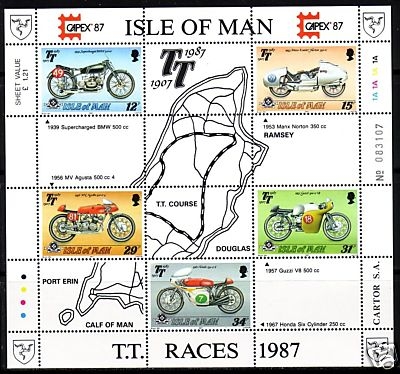 INSEL MAN BLOCK 9 POSTFRISCH(MINT) TOURIST TROPHY 1987 MOTORRADRENNEN