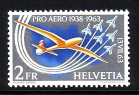 SCHWEIZ MI-NR. 780 POSTFRISCH(MINT) PRO AERO 1963 SEGELFLUGZEUG