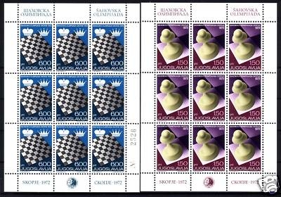 JUGOSLAWIEN MI-NR. 1472-1473 POSTFRISCH KLEINBOGENSATZ SCHACH OLYMPIADE ´72