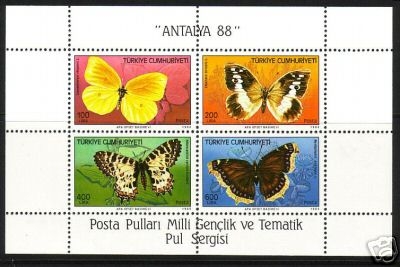 TÜRKEI BLOCK 26 POSTFRISCH(MINT) SCHMETTERLINGE ZITRONENFALTER BRIEFMARKENAUSSTELLUNG ANTALYA 88