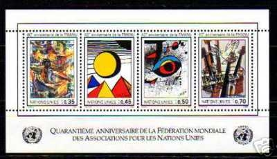 UNO GENF BLOCK 4 POSTFRISCH(MINT) 40 JAHRE WFUNA - GEMÄLDE MIRO