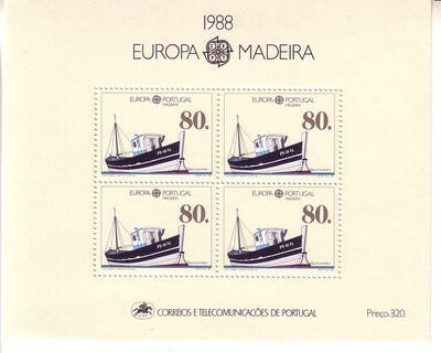 MADEIRA BLOCK 9 POSTFRISCH(MINT) EUROPA 1988 TRANSPORT- UND KOMMUNIKATIONSMITTEL POSTSCHIFF