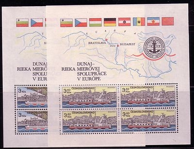 TSCHECHOSLOWAKEI BLOCK 51-52 POSTFRISCH(MINT) EUROPÄISCHE DONAUKOMMISSION FAHRGASTSCHIFF