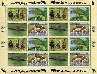 UNO NEW YORK MI-NR. 663-666 POSTFRISCH(MINT) KLEINBOGEN GEFÄHRDETE ARTEN SCHIMPANSE PAPAGEI KROKODIL
