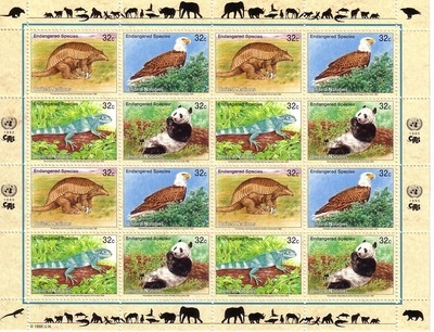 UNO NEW YORK MI-NR. 681-684 KLEINBOGEN POSTFRISCH(MINT) GEFÄHRDETE ARTEN PANDA SEEADLER LEGUAN