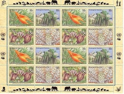 UNO NEW YORK MI-NR. 707-710 KLEINBOGEN POSTFRISCH(MINT) GEFÄHRDETE PFLANZEN 1996 BROTPALMFARN KANNENPFLANZ