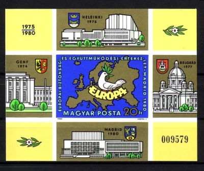 UNGARN BLOCK 147 B POSTFRISCH(MINT) KSZE 1980 FRIEDENSTAUBE WAPPEN