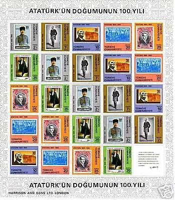 TÜRKEI MI-NR. 2551-2556 POSTFRISCH(MINT) KB ATATÜRK - BRIEFMARKE AUF BRIEFMARKE