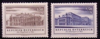 ÖSTERREICH MI-NR. 1020-1021 POSTFRISCH(MINT) WIEDERERÖFFNUNG DES BURGTHEATERS und STAATSOPER WIEN