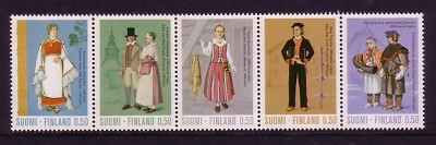 FINNLAND MI-NR. 710-714 POSTFRISCH(MINT) ZUSAMMENDRUCK UNGEFALTET TRACHTEN 1972