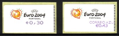 PORTUGAL ATM 42 POSTFRISCH(MINT) 2 Werte sk UEFA FUSSBALL EM 2004