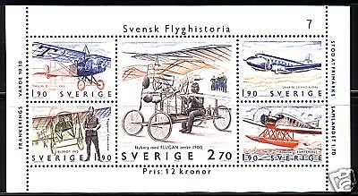SCHWEDEN BLOCK 12 POSTFRISCH(MINT) LUFTFAHRT 1984 EINDECKER WASSERFLUGZEUG