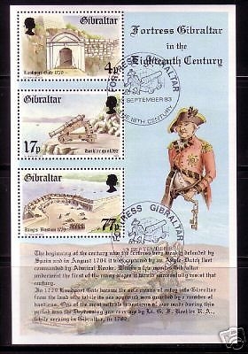 GIBRALTAR BLOCK 8 GESTEMPELT(USED) BEFESTIGUNG IM 18. JAHRHUNDERT 1983