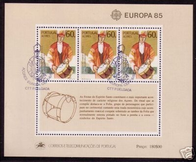 AZOREN BLOCK 6 GESTEMPELT(USED) EUROPA 1985 JAHR DER MUSIK