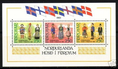 FÄRÖER BLOCK 1 POSTFRISCH(MINT) HAUS DES NORDENS 1983 TRACHTEN - FLAGGEN