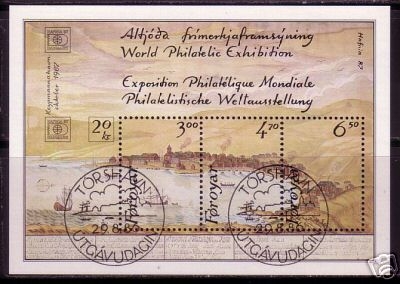FÄRÖER BLOCK 2 GESTEMPELT(USED) BRIEFMARKENAUSSTELLUNG HAFNIA´87 SCHIFFE AUF GEMÄLDE