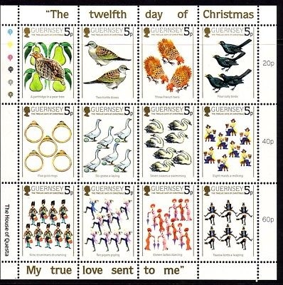 GUERNSEY MI-NR. 298-309 POSTFRISCH(MINT) KLEINBOGEN WEIHNACHTEN 1984 VÖGEL