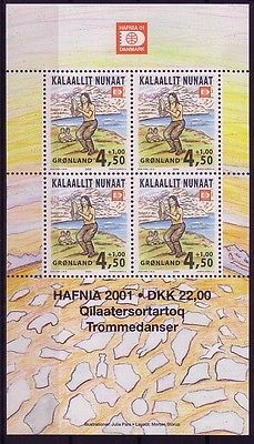 GRÖNLAND BLOCK 19 POSTFRISCH(MINT) TRADITIONELLER TROMMELTANZ HAFNIA ´01