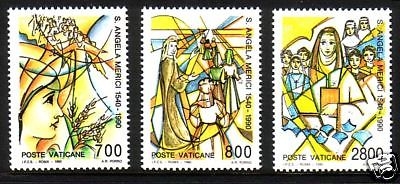VATIKAN MI-NR. 996-998 POSTFRISCH(MINT) HEILIGE. ANGELA MERICI 1990