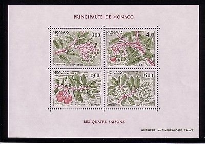 MONACO BLOCK 34 POSTFRISCH(MINT) DIE VIER JAHRESZEITEN IV ERDBEERBAUM 1986