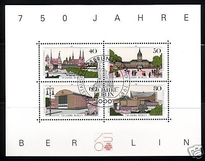 BERLIN BLOCK 8 GESTEMPELT(USED) 750 JAHRE BERLIN SCHLOSS- PHILHARMONIE