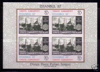 TÜRKEI BLOCK 24 POSTFRISCH ISTANBUL ´87 MOSCHEE MARKE AUF MARKE
