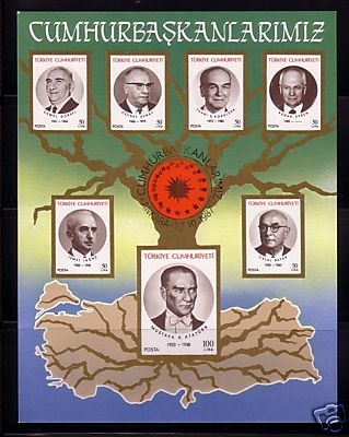 TÜRKEI BLOCK 25 o TÜRKISCHE STAATSPRÄSIDENTEN