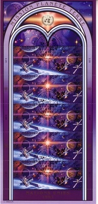 UNO GENF MI-NR. 219-220 GESTEMPELT KLEINBOGEN WELTRAUMJAHR 1992