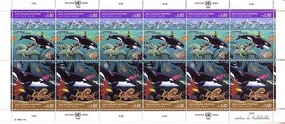 UNO GENF MI-NR. 213-214 KLEINBOGEN GESTEMPELT SAUBERE MEERE 1992 POSTFRISCH(MINT) WAL KRAKE
