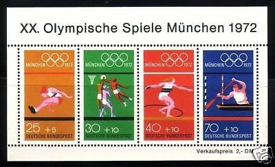 DEUTSCHLAND BLOCK 8 POSTFRISCH(MINT) OLYMPISCHE SPIELE MÜNCHEN 1972