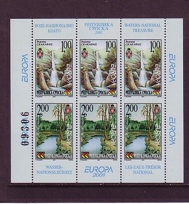 BOSNIEN-HERZEGOWINA (SERB.) H-Blatt 3 mit MI-NR. 200-201 C POSTFRISCH(MINT) EUROPA 2001 WASSER