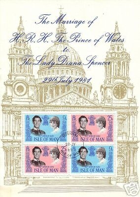 ISLE OF MAN BLOCK 5 o PRINZ CHARLES & LADY DIANA