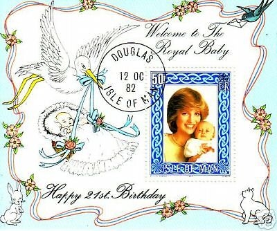 ISLE OF MAN BLOCK 6 o LADY DIANA & PRINZ WILLIAM