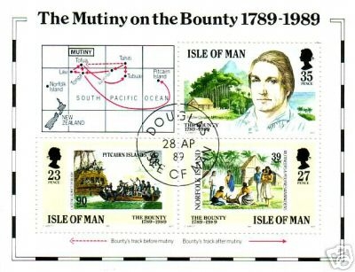 ISLE OF MAN BLOCK 11 GESTEMPELT(USED) MARKE AUF MARKE 1989 SCHIFFE BOUNTY