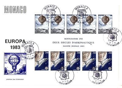 MONACO BLOCK 23 FDC EUROPA 1983 GROSSE WERKE