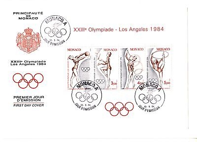 MONACO BLOCK 25 FDC OLYMPIADE LOS ANGELES 1984