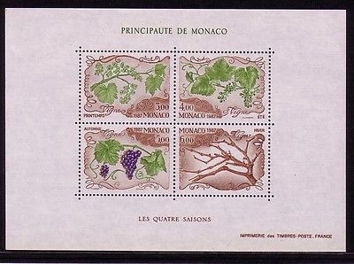 MONACO BLOCK 36 POSTFRISCH(MINT) DIE VIER JAHRESZEITEN V WEINREBE 1987