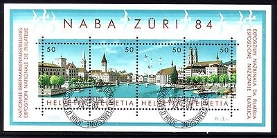 SCHWEIZ BLOCK 24 GESTEMPELT(USED) NABA ZÜRI 1984 KIRCHEN