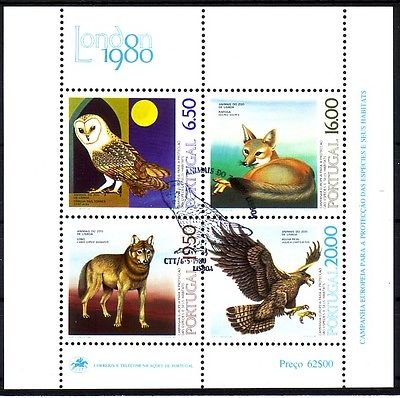 PORTUGAL BLOCK 30 GESTEMPELT(USED) EUROPÄISCHE ARTENSCHUTZKAMPAGNE EULE FUCHS ADLER WOLF