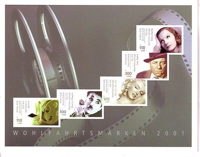 DEUTSCHLAND MH 46 POSTFRISCH(MINT) WOHLFAHRTSMARKEN 2001 FILMSCHAUSPIELER CHAPLIN MONROE GABIN