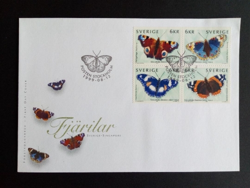 SCHWEDEN MI-NR. 2125-2128 FDC SCHMETTERLINGE 1999 BUTTERFLIES