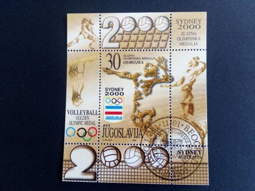 JUGOSLAWIEN BLOCK 50 GESTEMPELT(USED) SOMMEROLYMPIADE SYDNEY 2000 GOLDMEDAILLE IM VOLLEYBALL