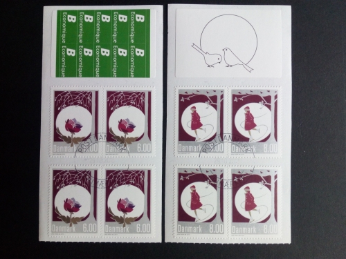 DÄNEMARK MI-NR. 1758-1759 C o 4er BLOCK WEIHNACHTSILLUSTRATIONEN 2013 CHRISTROSE SCHLITTSCHUHLÄUFERIN