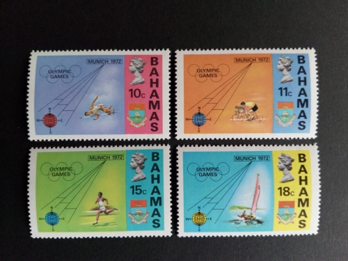 BAHAMAS MI-NR. 340-343 POSTFRISCH(MINT) SOMMEROLYMPIADE MÜNCHEN 1972 RADFAHREN SEGELN HOCHSPRUNG