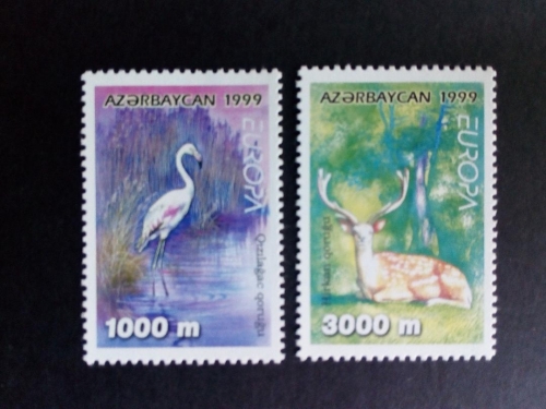 ASERBAIDSCHAN MI-NR. 442-443 POSTFRISCH(MINT) EUROPA 1999 NATUR- und NATIONALPARKS FLAMINGO HIRSCH