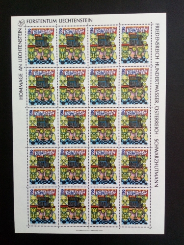 LIECHTENSTEIN MI-NR. 1060 POSTFRISCH(MINT) KLEINBOGEN FRIEDENSREICH HUNDERTWASSER HOMMAGE 1993