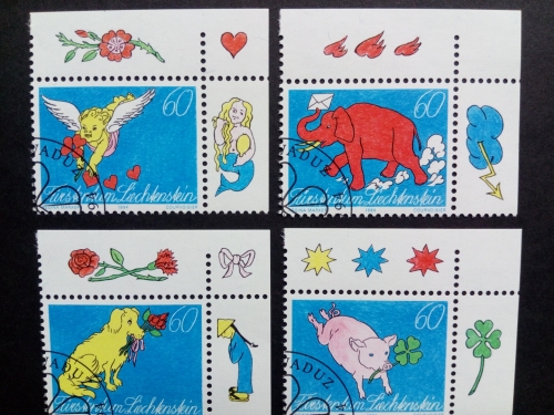 LIECHTENSTEIN MI-NR. 1085-1088 GESTEMPELT(USED) GRUSSMARKEN 1994 ELEFANT SCHWEIN HUND