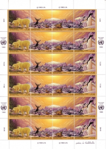 UNO GENF MI-NR. 239-242 POSTFRISCH(MINT) KLEINBOGEN KLIMAVERÄNDERUNG 1993 EISBÄR PINGUIN ROBBE
